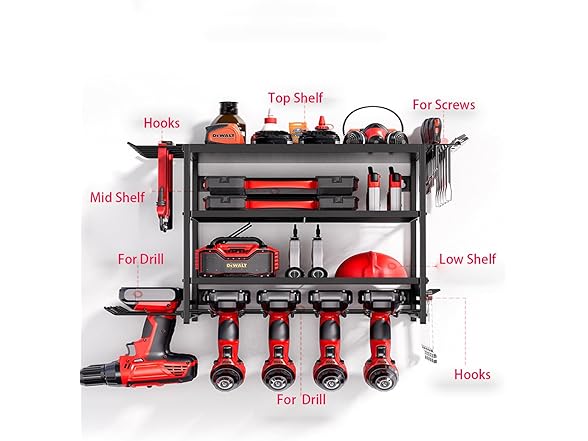 Dixiao 4 Layer Wall Mount Power Tool Organizer