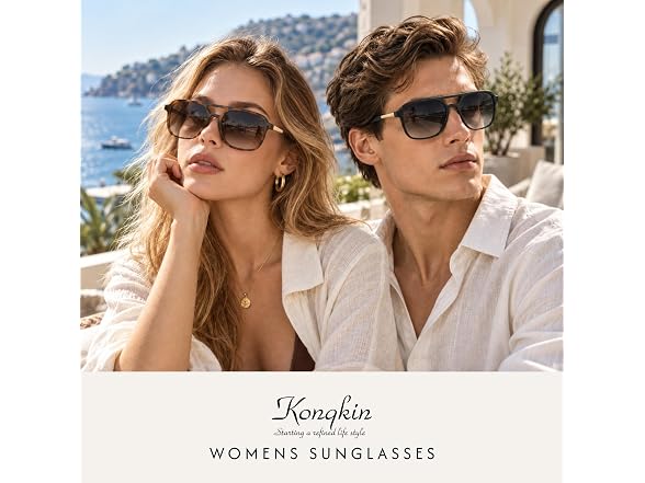 Konqkin Retro Aviator Sunglasses