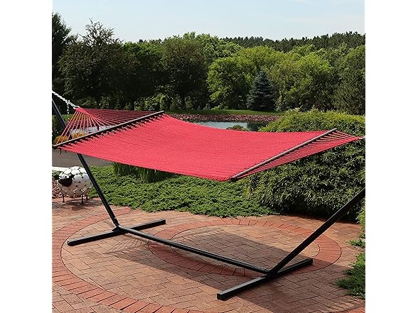 Sunnydaze Soft-Spun Polyester Rope Double Hammock- Red