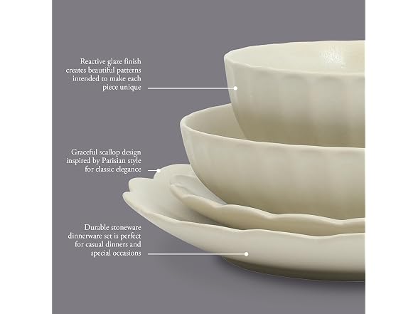 Gibson Elite Malibu Shore 16 Piece Scalloped Edge Stoneware