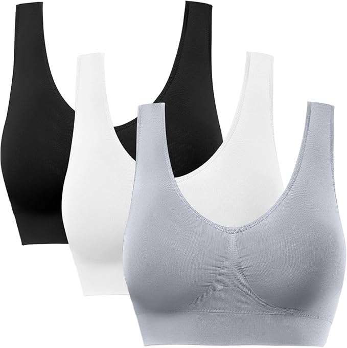 3 Pack Sports Bras with Removable Pads - Gallery 14