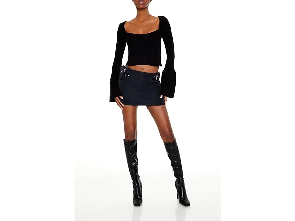 Forever 21 Cropped Bell-sleeve Sweater