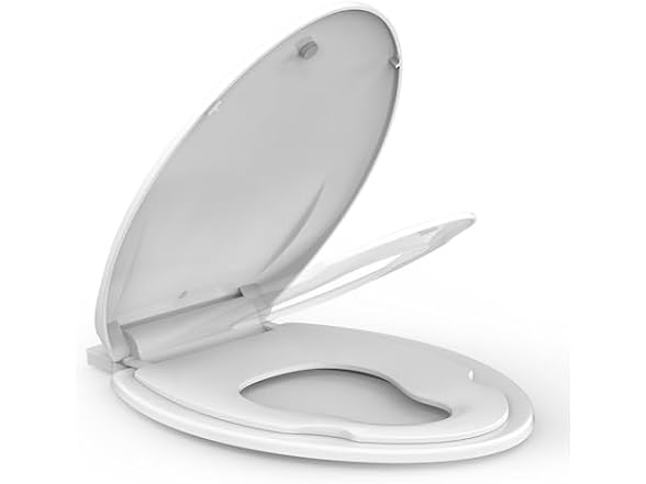 White Elongated Toilet Seat, Slow Close