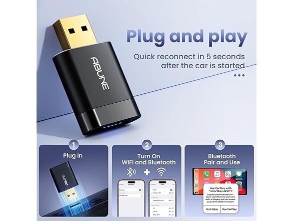 Abune Mini Wireless CarPlay Adapter for iPhone