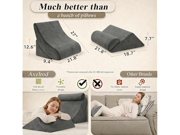 Axelrod 4-Pc Wedge Pillow Set, Grey
