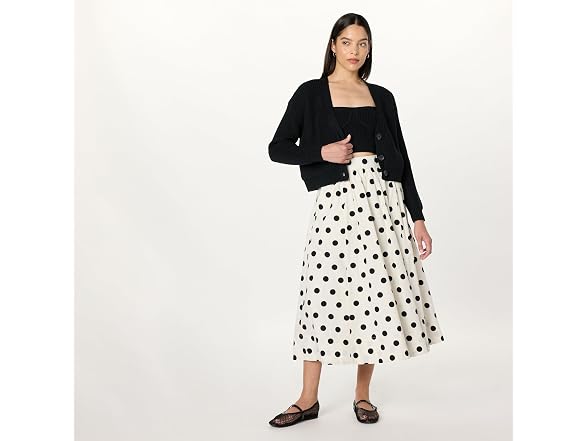 The Drop Women Sari Cropped Button-front Cardigan - Gallery 6