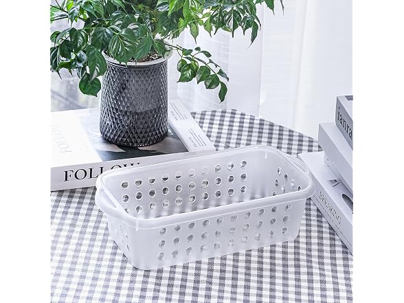 Cetomo Plastic Storage Baskets with Handle,Transparent, 12 Pack
