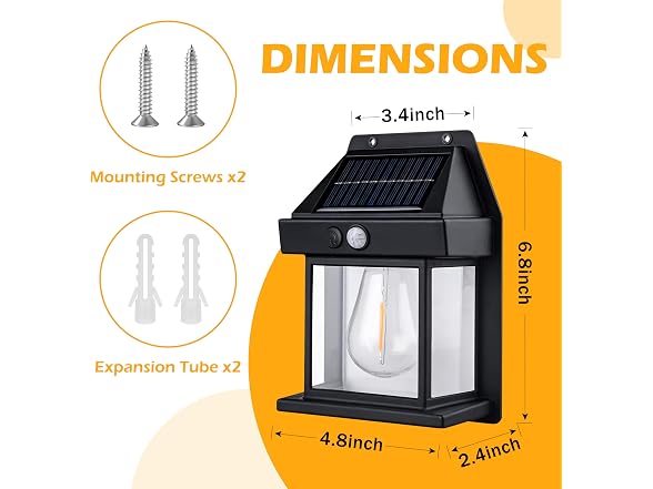 TechlumeX GAR-113 Solar Wall Lights Outdoor, 4 Pack