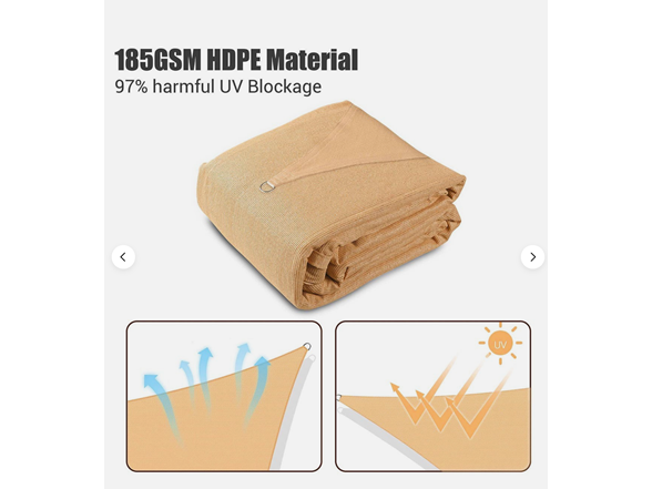 Yescom UV Block Rectangle Sun Shade Sail