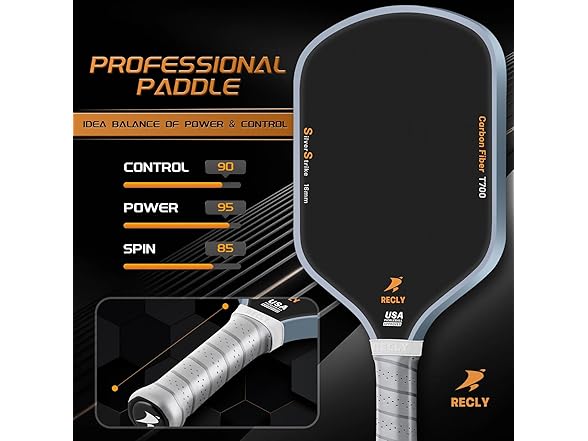 Pickleball Paddle,16MM Raw Carbon Fiber