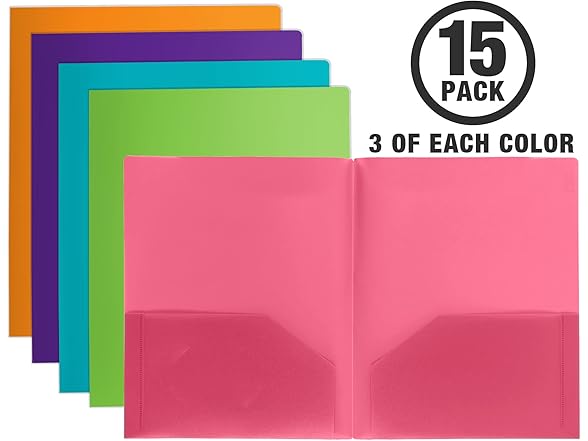 Samsill Durable Plastic  Pocket Folders