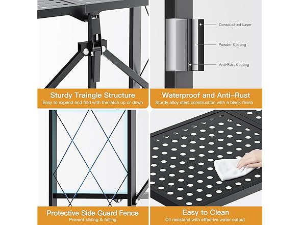 HealSmart Heavy Duty 5-Tier Foldable Metal Rack