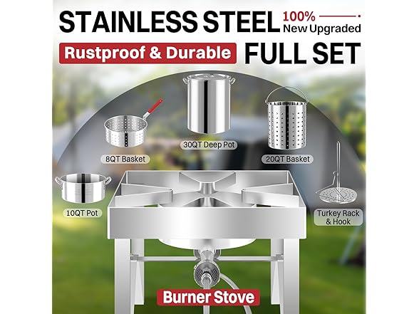 30QT Turkey Fryer Kit | Stainless Steel | Cover