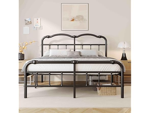 ZIYOO Vintage-Inspired 14" King Metal Bed Frame