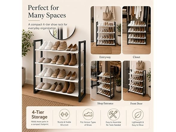 Orchidleaf 4-Tier Shoe Rack