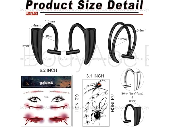 Halloween Fake Piercings & Tattoos