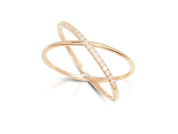 PAJURE 14k Gold Pavé Diamond X Ring