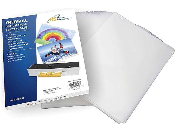 Royal Sovereign Thermal Laminating Pouches 100 Pouches