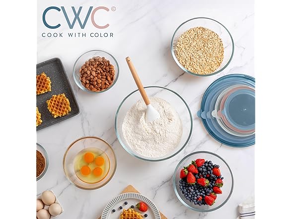 COOK WITH COLOR 12 Pc Blue/Pink Glass Mixing Bowl Set