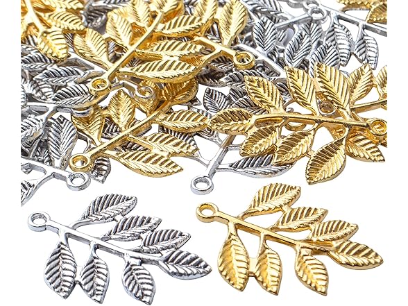 BronaGrand 50pcs Leaf Charm Pendants