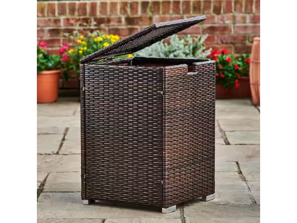 16" Brown Wicker Propane Tank Cover Table