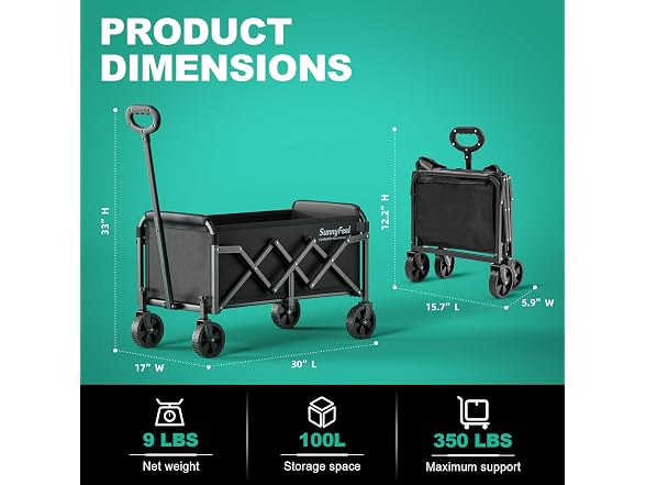 SUNNYFEEL Lightweight Folding Wagon Cart