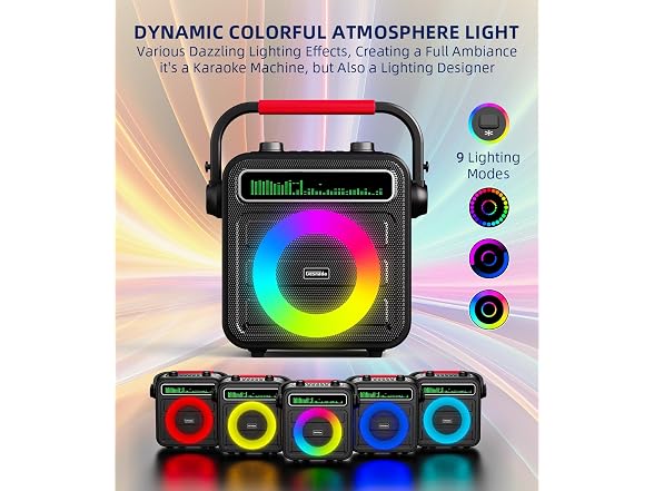Gesnada Karaoke Machine 2 Wireless Mics