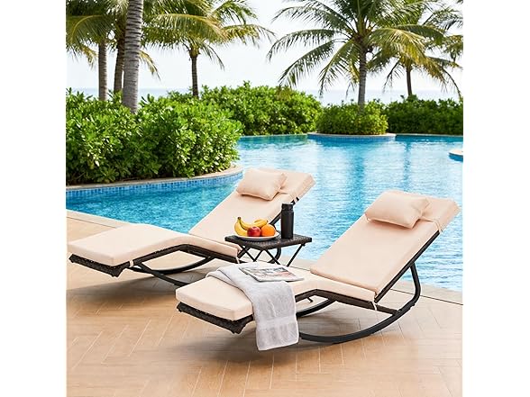 zzwhom Outdoor Lounge Chair Set of 3