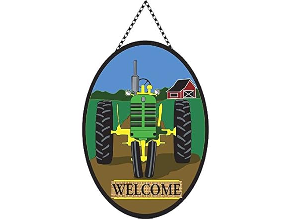 Magnolia Garden Welcome Green Tractor