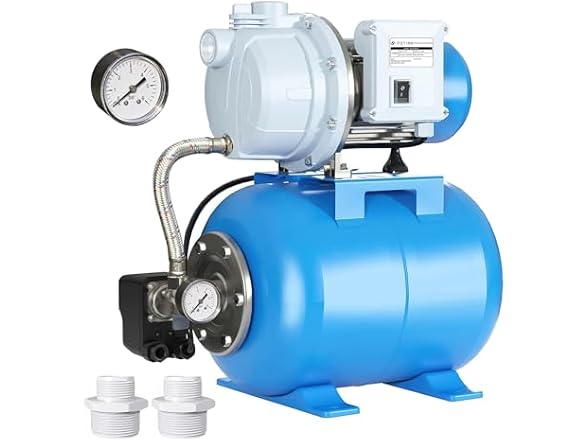 FOTING 1.5HP Shallow Well Pump with Pressure Tank, 1340GPH Automatic Irrigation Water Booster Jet Pump, Water Pumps Booster System 164FT 115V for Home Garden Lawn Farm, Blue (Open Box)