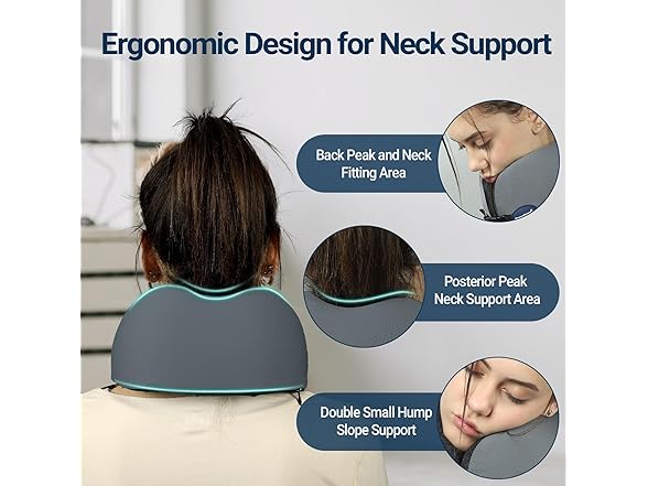 Memory Foam Travel Neck Pillow Grey