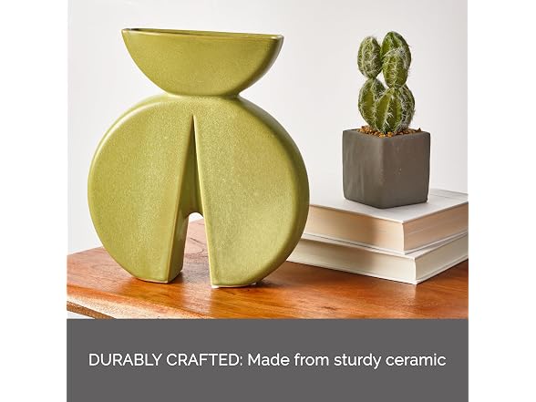 Elements Modern Green Ceramic Vase