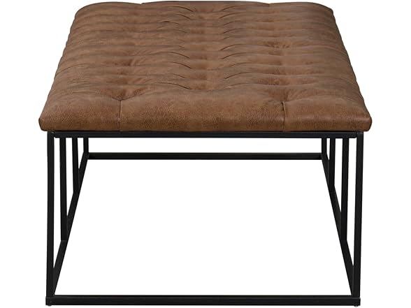 HomePop 58in Bench PU Leather Lt Brown