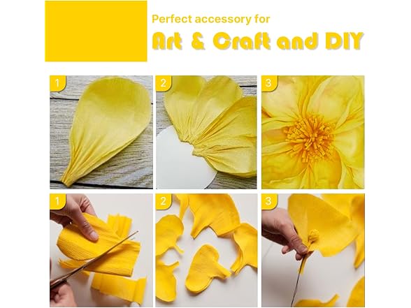 PartyWoo Yellow Crepe Paper 8pcs Pastel Yellow Streamers