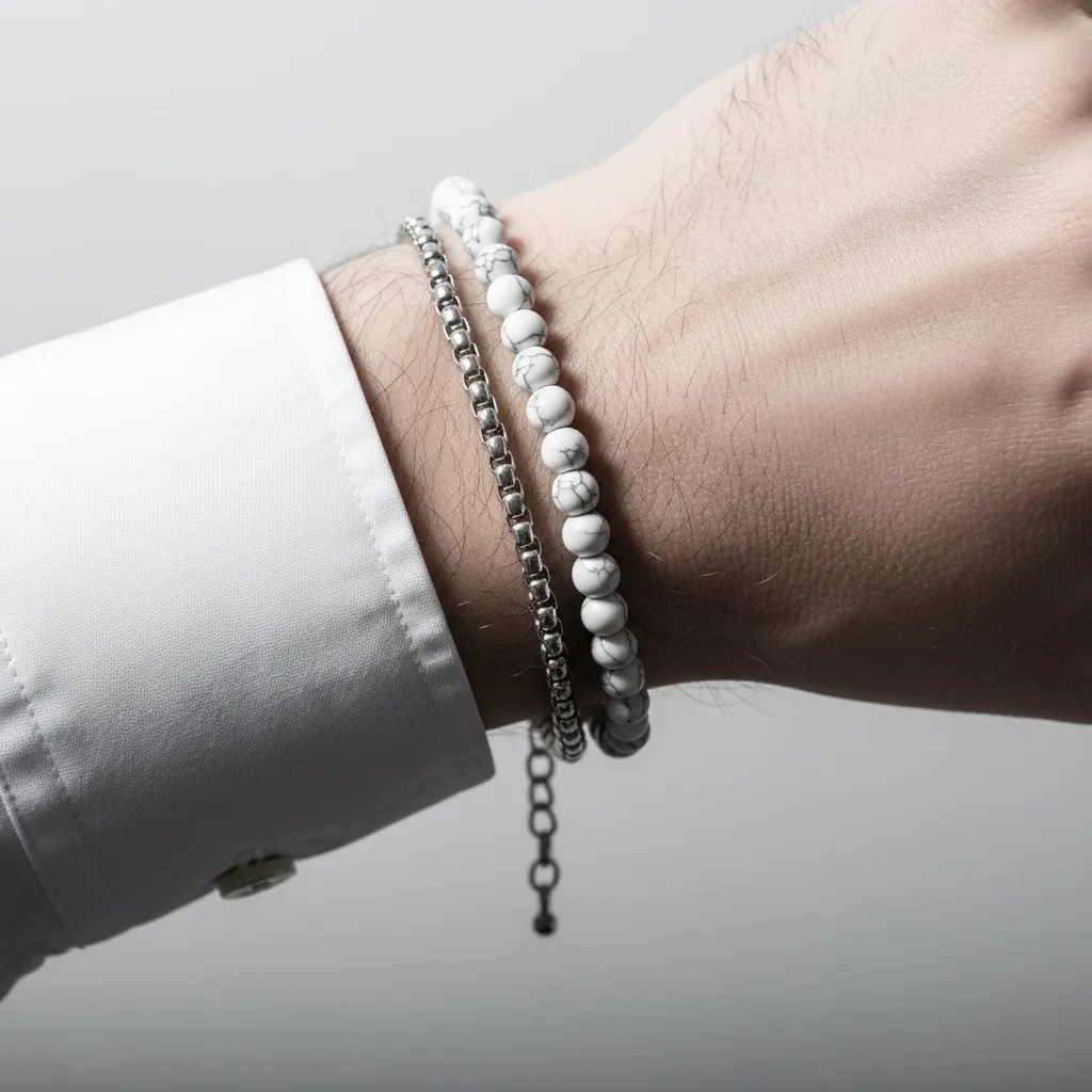 Mens Chain & Beaded Bracelet Set - Gallery 15