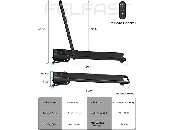 felfast Auto Incline Treadmill | 12%