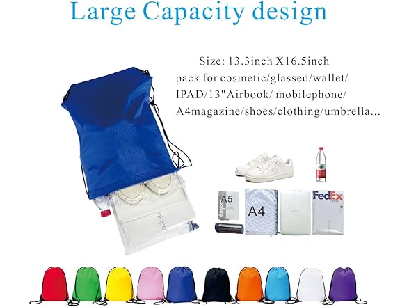  JohahaTim Drawstring Backpack Bulk 40P