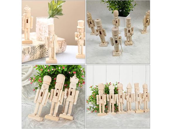 ABOOFAN 6Pcs Christmas Wooden Unfinished Nutcracker Figurines
