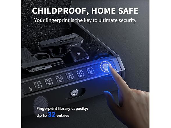 ADIMO Biometric Hand Gun Safe - Choose Size