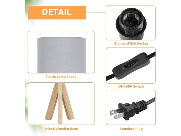 Brightever B0CLTZ64NW Small Beside Table Lamp