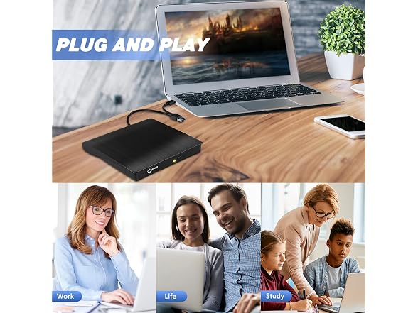 Gotega External CD/DVD Drive USB 3.0 C
