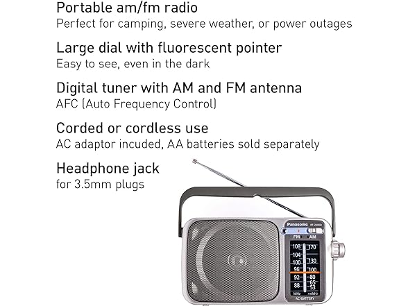 Panasonic RF-2400 AM/FM Radio, Silver