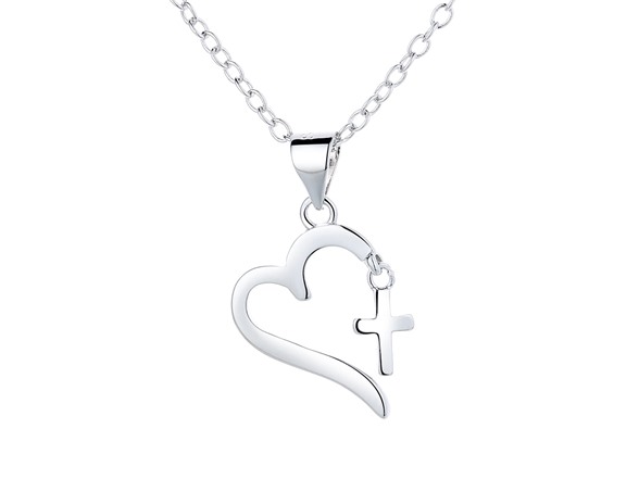 Cross and Heart Pendant Necklace