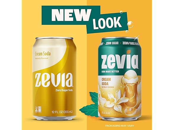 Zevia Zero Sugar Soda, Cream Soda, 12 oz Cans (8-Pack)
