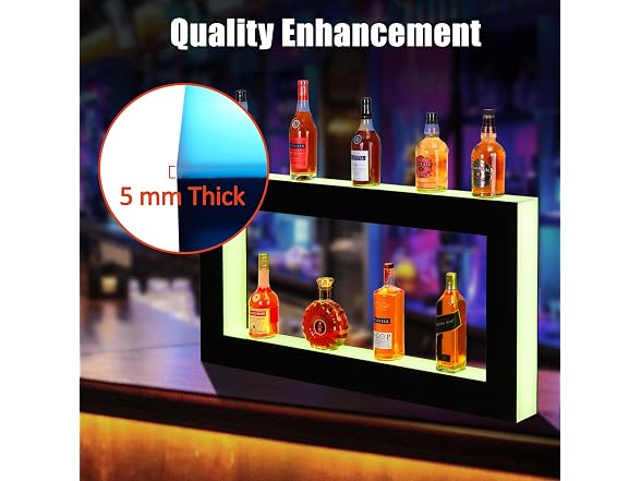 48'' LED Lighted Liquor Bottle Shelf, 2 Tier