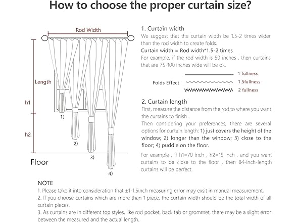 Joydeco Linen Curtains 96" Long 2 Panels