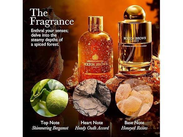 (2 Pack) Molton Brown Mesmerising Oudh Accord & Gold Bath & Shower Gel, 10 oz