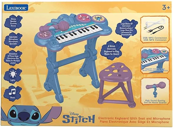 Lexibook, Stitch Electronic Keyboard w Microphone