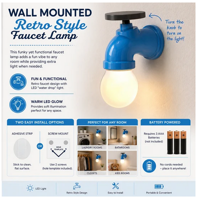 Wall Mounted Retro Style Faucet Lamp - Gallery 4