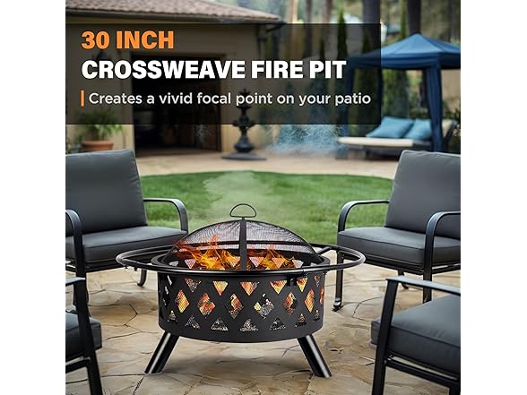 Red Mountain Valley 30'' Outdoor Wood Burning Fire Pit with Protective Ring